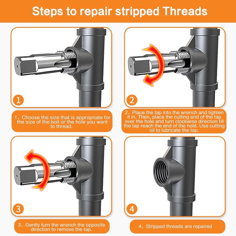 DECKRKAT 6-Piece NPT Pipe Tap Set, Precision Carbon Steel NPT Tap Set for Clean Accurate Threads, 1", 3/4", 1/2", 3/8", 1/4", 1/8" NPT Tap, Perfect for Plumbers Mechanics DIYers, with Durable Plastic Case - Image 4